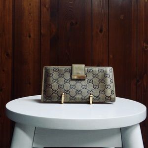 Gucci Guccissima Canvas & Leather Continental Monogram Wallet